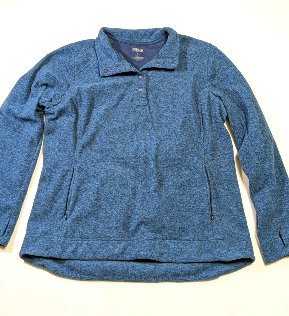 Duluth Trading Fleece 1/4 Snap Fleece Pullover Sweater Men XL Heathered Blue